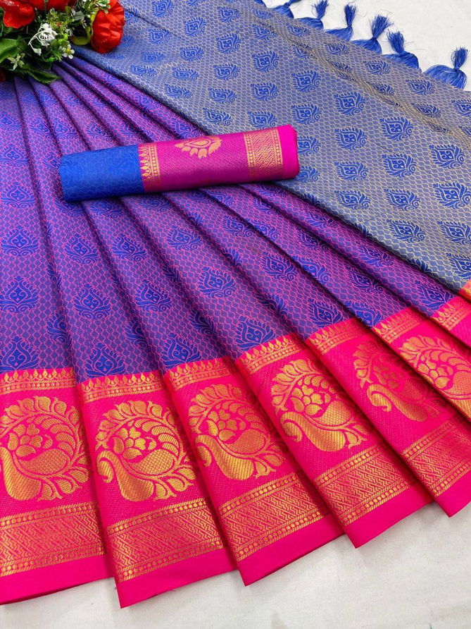 Aab Self Peacock Mercerised Kanjivaram Fancy Ethnic Wear Wholesale Non Catalog Sarees